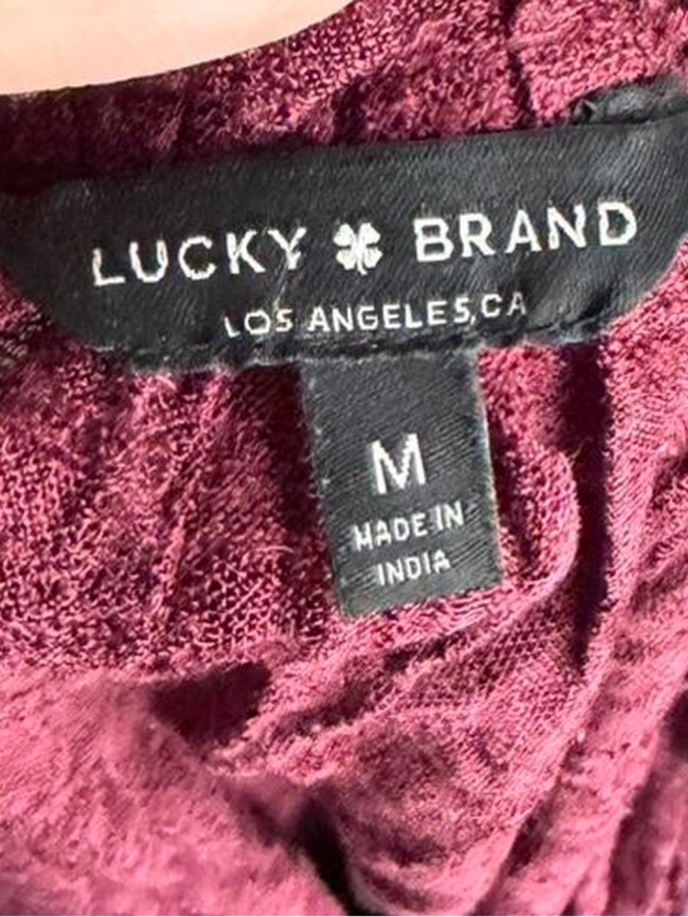 Lucky Brand Burgundy Textured Long-Sleeve V-Neck Blouse - Picture 5 of 5